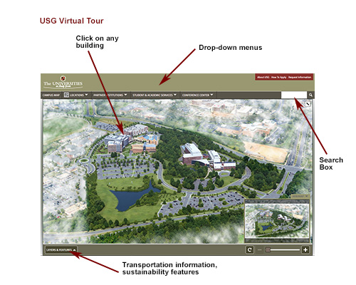 virtual tour diagram pointing to key areas