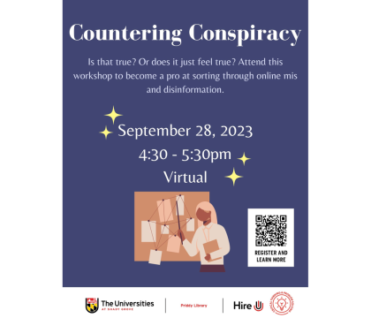 Countering Conspiracy workshop, Sept. 28, 4:30 - 5:30 pm virtual via Zoom