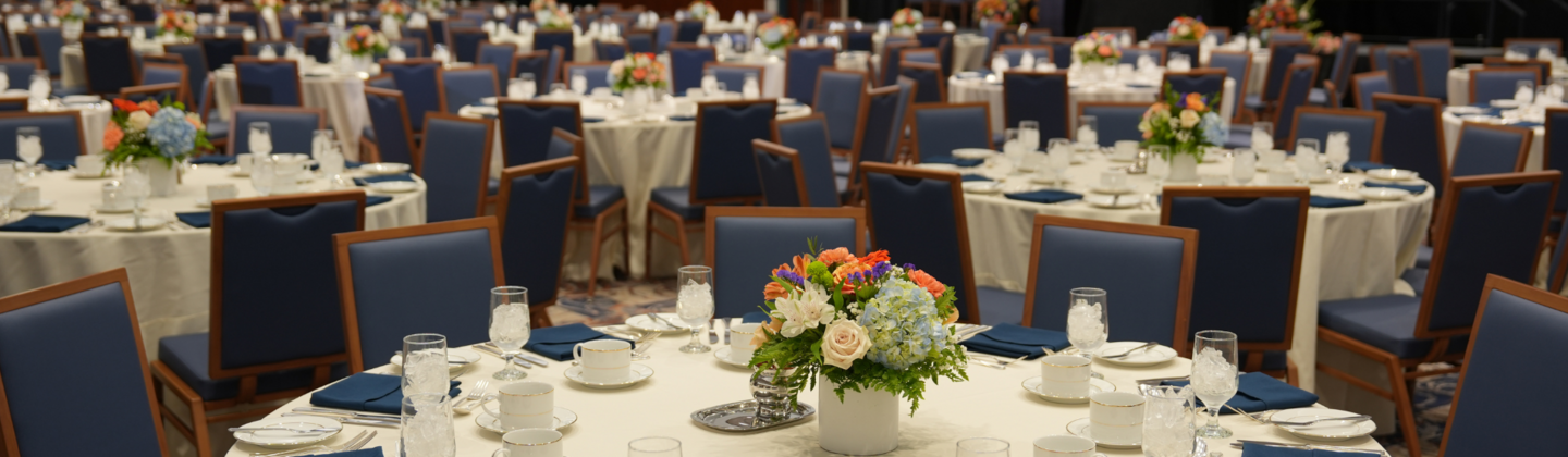 Ballroom with event place settings