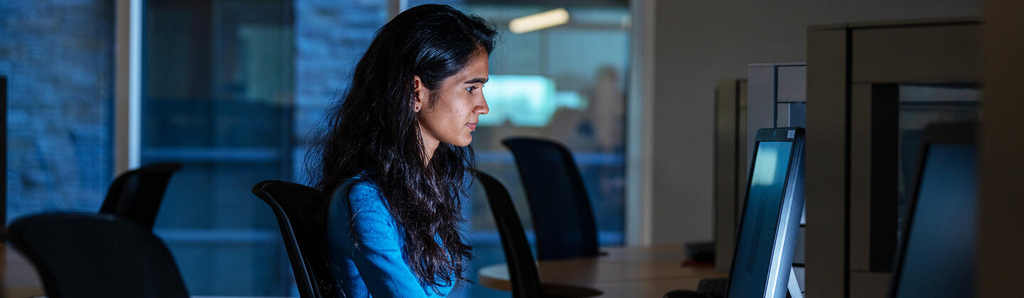 Charmi Sheth on computer