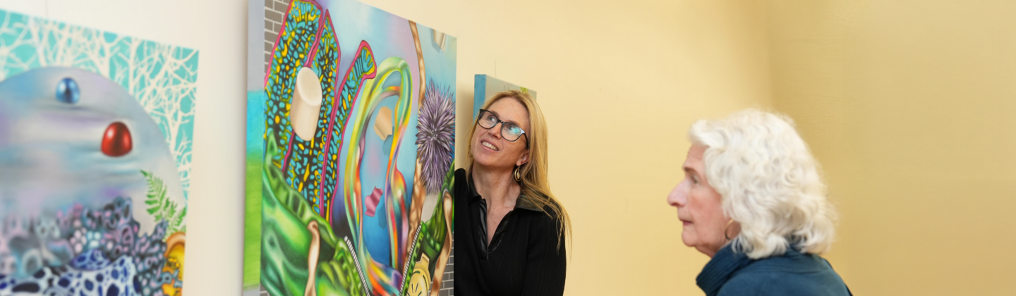 Hanging art in exhibit