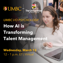 Graphic for How AI is Transforming Talent Management event with student in a classroom working on a laptop and having a conversation with another student.